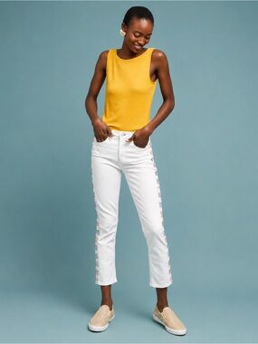 Anthropologie McGuire Valletta Embroidered Cropped Straight Jeans 30